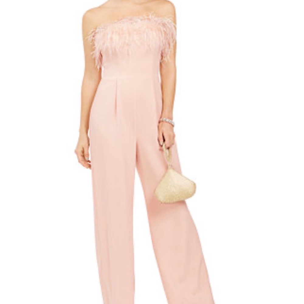 Eliza J Blush Feathered Wide Leg Jumpsuit